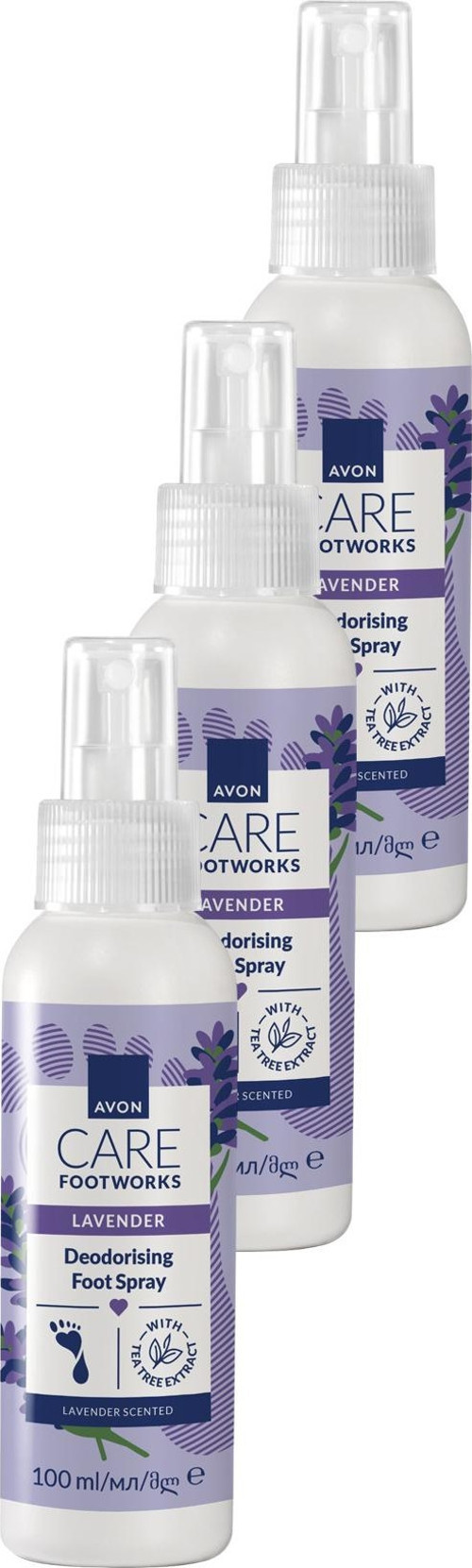 Footworks Lavanta Özlü Koku Önleyici Ayak Spreyi 100ml Üçlü Paket