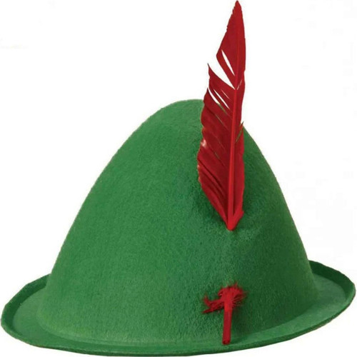 Büro Ev Ofis Etkinlik Gösteri Robin Hood Kostümü Şapkası için 24x23CM Kırmızı Tüylü Yeşil Şapka