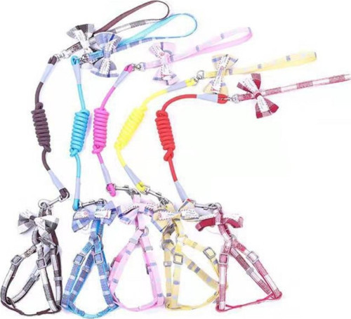 2239 Karışık Renk Papyonlu Gezdirmeli 1-7Kg Köpek Göğüs Tasması 0,1mm
