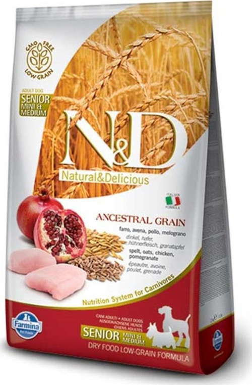 Düşük Tahıllı Tavuklu Narlı Senior Mini Köpek Maması 2,5 Kg