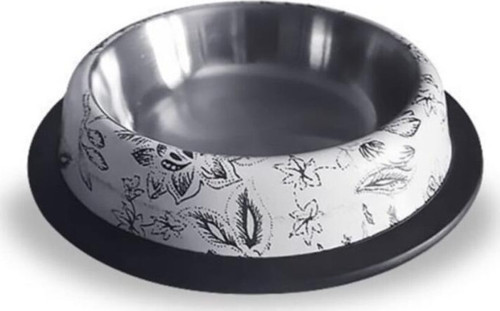 8 Oz Desenli Oval Çelik Kedi Köpek Mama Kabı 16 cm