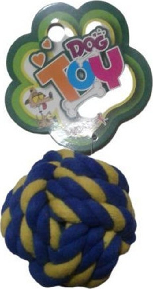 İp Sargı Top Köpek Oyuncağı (Mavi/Sarı) 7,5 cm