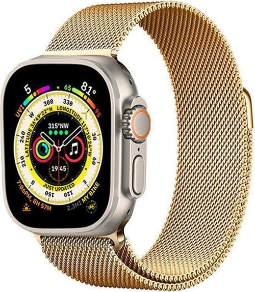 Akıllı Saat Watch için Uyumlu 42,44,45,49MM, 1/2/3/4/5/6/se/7/8/Ultra Metal Seri Kordon ve Kayışı Gold