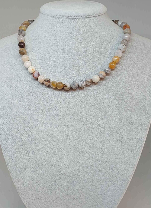 Akik Taşı Kolye 8mm (6001) (klipsli)