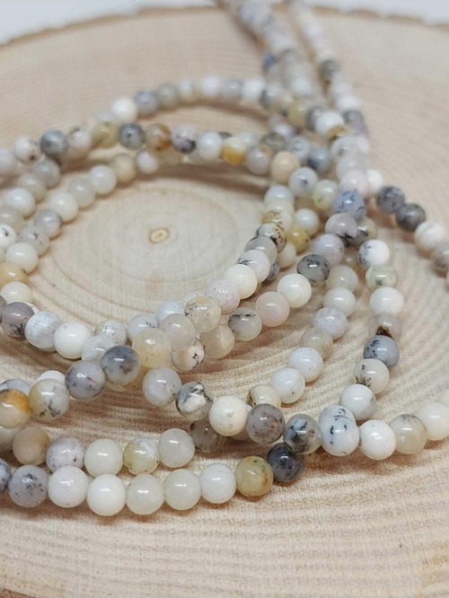 Beyaz Alacalı Opal Taşı Dizi 4mm