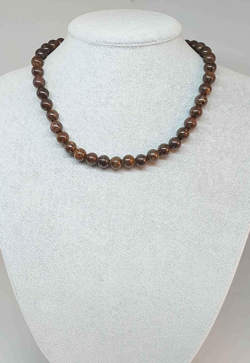 Bronzit Taşı Kolye 8mm (klipsli)