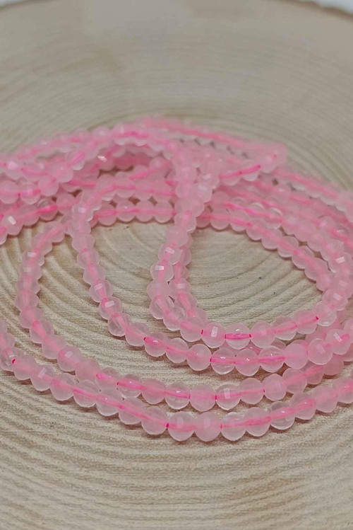 Pembe Kuvars Taşı YARIM Dizi 3mm (17cm uzunluğundadır)