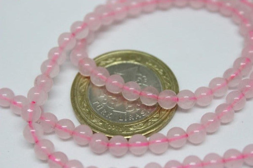 Pembe Kuvars Taşı Yarım Dizi 4mm 18cm