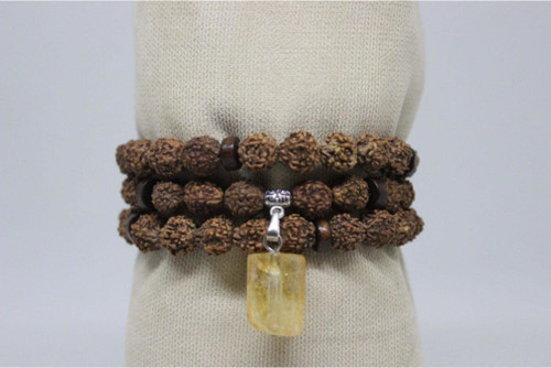 Sitrin Taşlı Rudraksha Tohum Dolama Bileklik 8mm