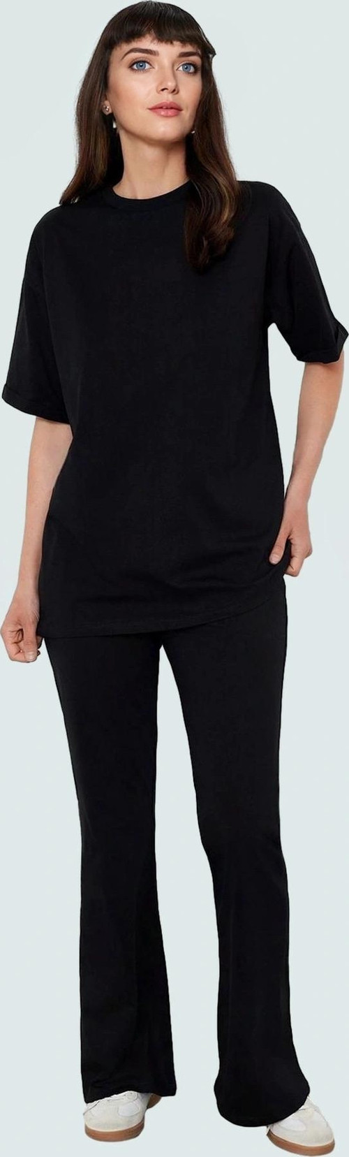 Oversize Pamuklu Bisiklet Yaka T shirt Pantolon Takım Rahat Yaz Kombinleri İçin Yüksek Kalite