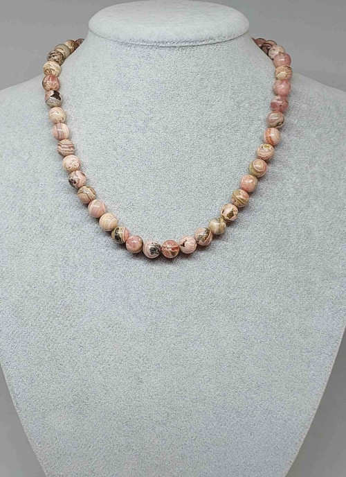 Rodokrozit Taşı Kolye 8mm (klipsli)