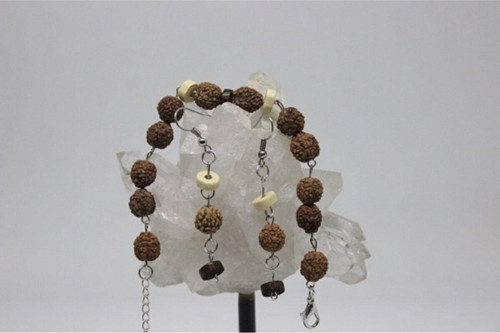 Rudraksha Tohum Bileklik & Küpe Seti