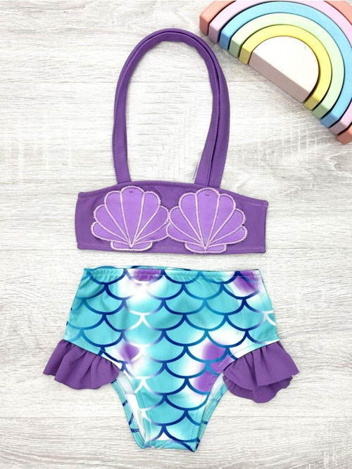 Angelos Gırls Kız Çocuk Deniz Kabuğu Nakışlı Ve Fırfırlı Mayo Takımı 2-8 Yaş 12212