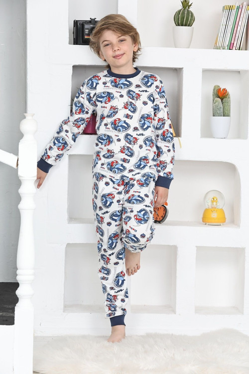 Angelos Gırls Erkek Çocuk Yarış Arabası Baskılı Pijama Takımı 1-11 Yaş 4924-26