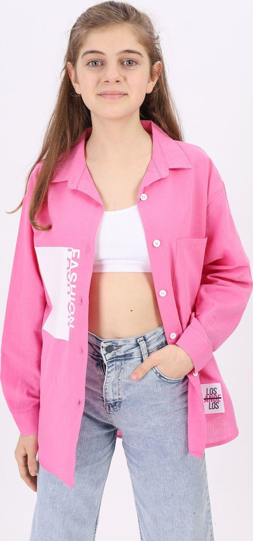 Angelos Gırls Kız Çocuk Fashion Baskılı Gömlek 9-14 Yaş Lx194