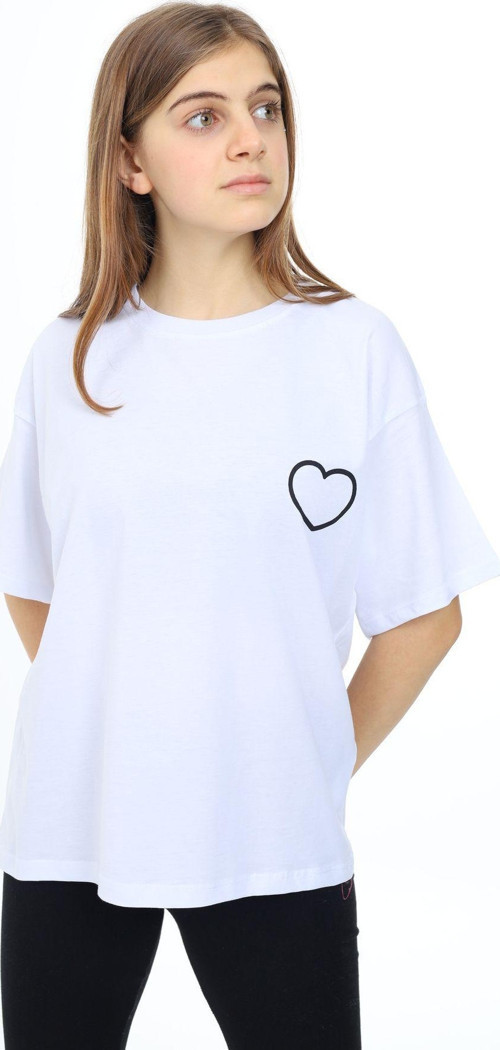 Angelos Gırls Kız Çocuk Kalp Baskılı T-Shirt 9-14 Yaş Lx5013