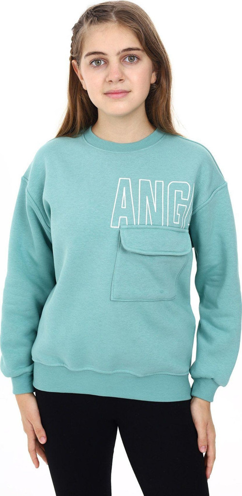 Angelos Gırls Kız Çocuk Baskılı 3 İplik Cep Detaylı Sweatshirt 7-13 Yaş Lx281