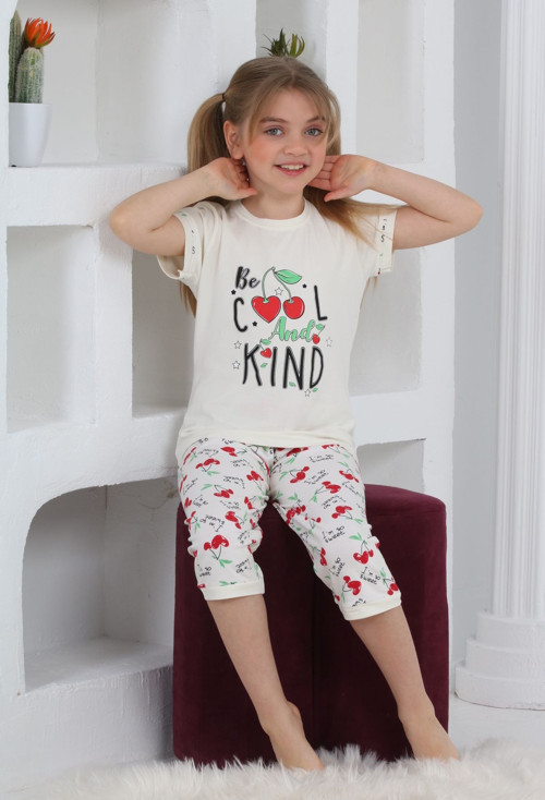 Angelos Gırls Kız Çocuk Kaprili-Kiraz Baskılı Pijama Takımı 3-11 Yaş 6067-68