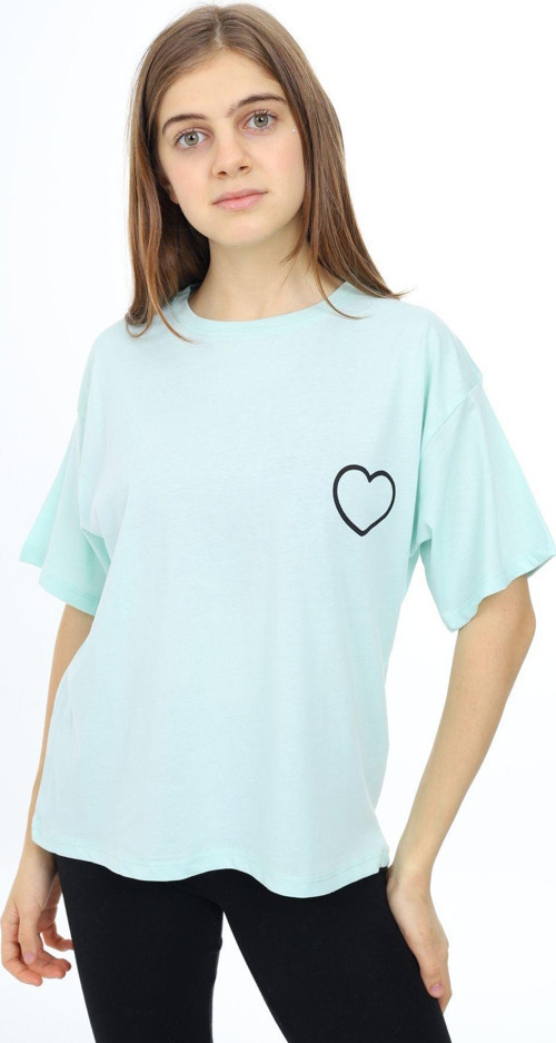 Angelos Gırls Kız Çocuk Kalp Baskılı T-Shirt 9-14 Yaş Lx5013