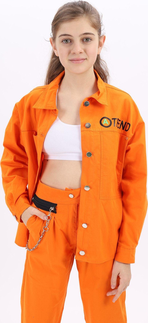 Angelos Gırls Kız Çocuk Trend Baskılı Gabardin Ceket Px691