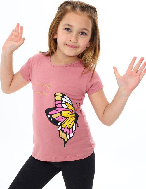 Angelos Gırls Kız Çocuk Kelebek Baskılı T-Shirt Pz106.1