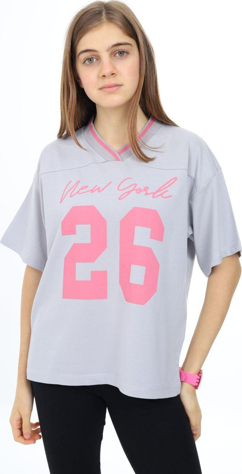 Angelos Gırls Kız Çocuk V Yaka T-Shirt 9-14 Yaş Lx021