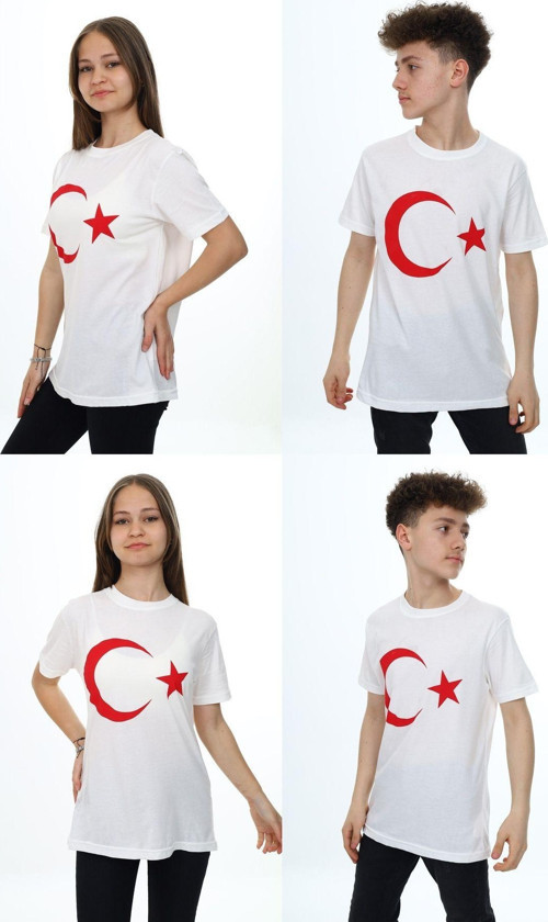 Angelos Gırls Unisex Çocuk Ayyıldız Baskılı 2'Li T-Shirt 4-15 Yaş Lx003