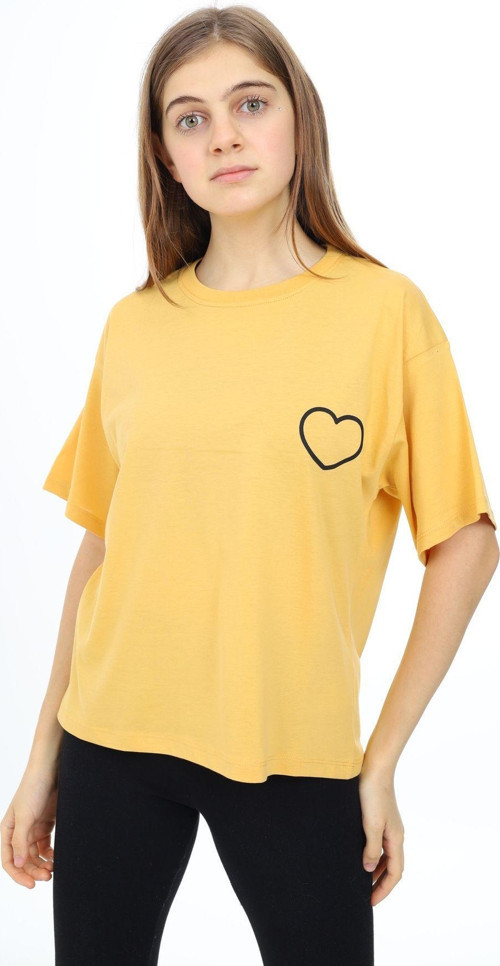 Angelos Gırls Kız Çocuk Kalp Baskılı T-Shirt 9-14 Yaş Lx5013