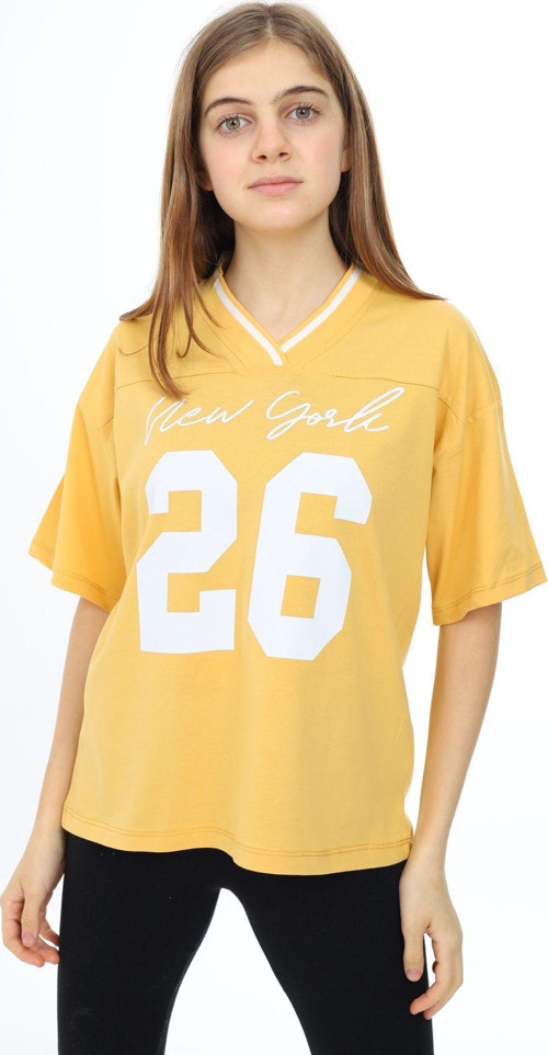 Angelos Gırls Kız Çocuk V Yaka T-Shirt 9-14 Yaş Lx021