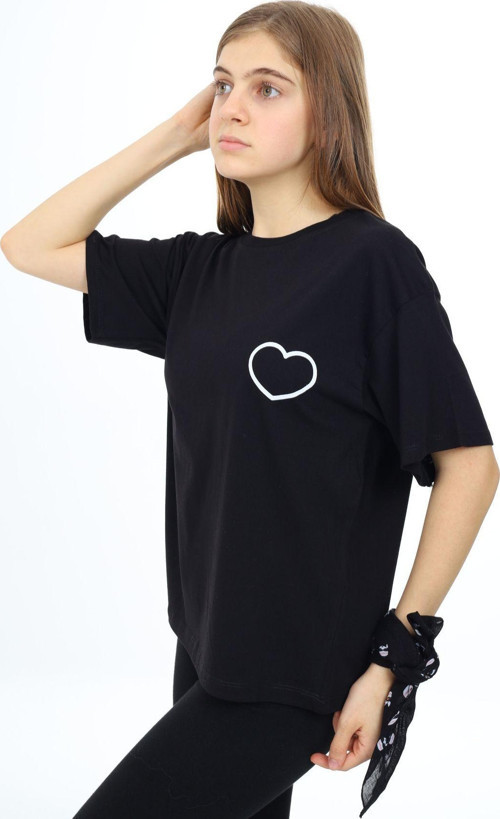 Angelos Gırls Kız Çocuk Kalp Baskılı T-Shirt 9-14 Yaş Lx5013