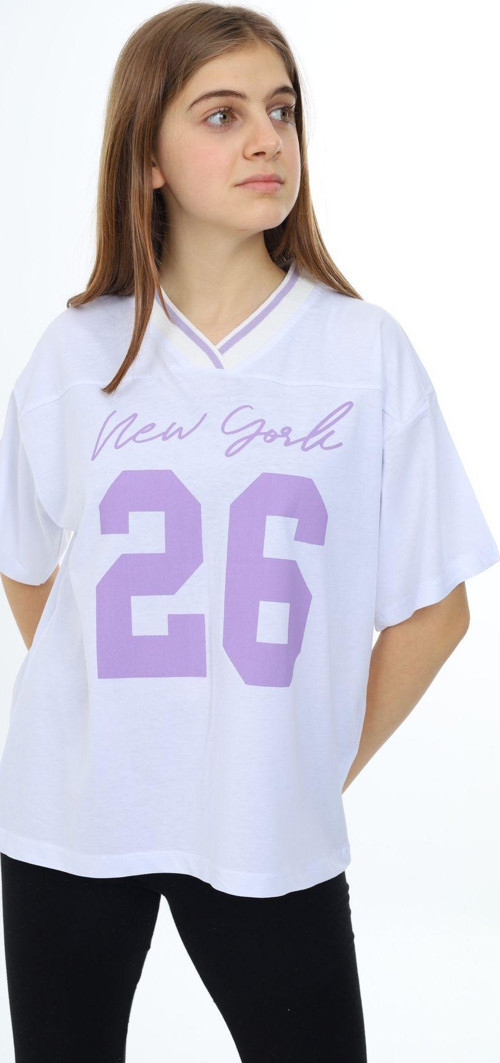Angelos Gırls Kız Çocuk V Yaka T-Shirt 9-14 Yaş Lx021
