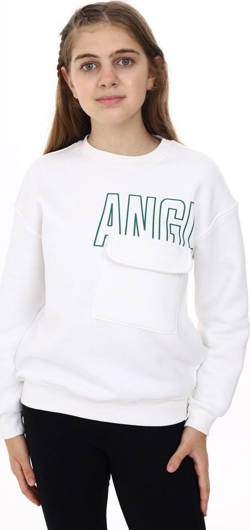 Angelos Gırls Kız Çocuk Baskılı 3 İplik Cep Detaylı Sweatshirt 7-13 Yaş Lx281