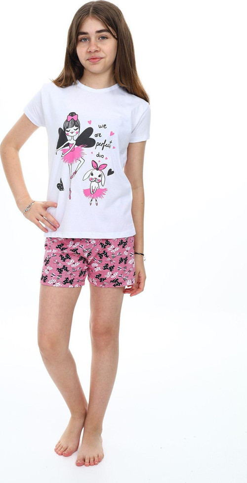 Angelos Gırls Kız Çocuk Şortlu-Peri Baskılı Pijama Takımı 7-16 Yaş 0160