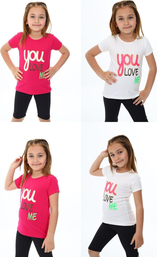 Angelos Gırls Kız Çocuk Yazı Baskılı 2'Li T-Shirt 3-13 Yaş Zu108