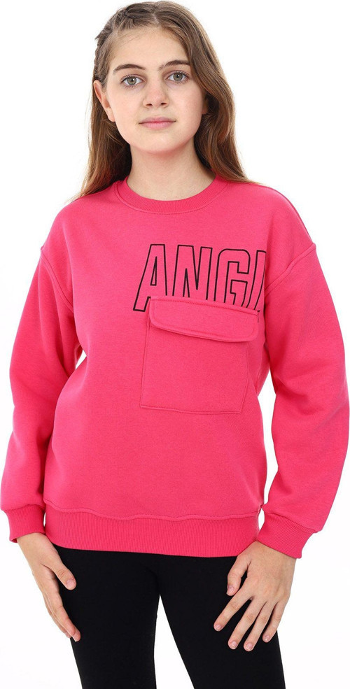 Angelos Gırls Kız Çocuk Baskılı 3 İplik Cep Detaylı Sweatshirt 7-13 Yaş Lx281