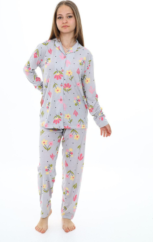 Angelos Gırls Kız Çocuk Papatya Baskılı Pijama Takımı 7-16 Yaş 0154