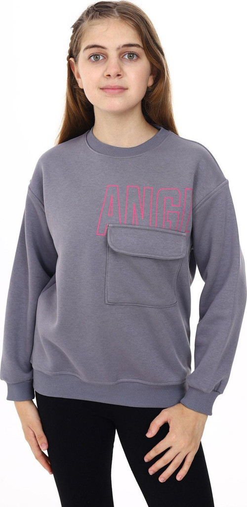 Angelos Gırls Kız Çocuk Baskılı 3 İplik Cep Detaylı Sweatshirt 7-13 Yaş Lx281
