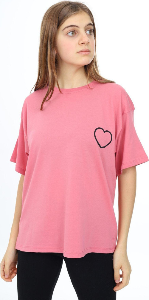 Angelos Gırls Kız Çocuk Kalp Baskılı T-Shirt 9-14 Yaş Lx5013