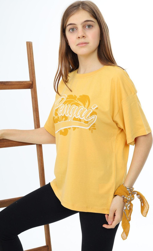Angelos Gırls Kız Çocuk Yazı Baskılı T-Shirt 9-14 Yaş Lx001