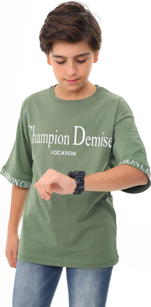 Angelos Gırls Erkek Çocuk Kol Uçları Yazı Baskılı T-Shirt 9-14 Yaş Lx7060