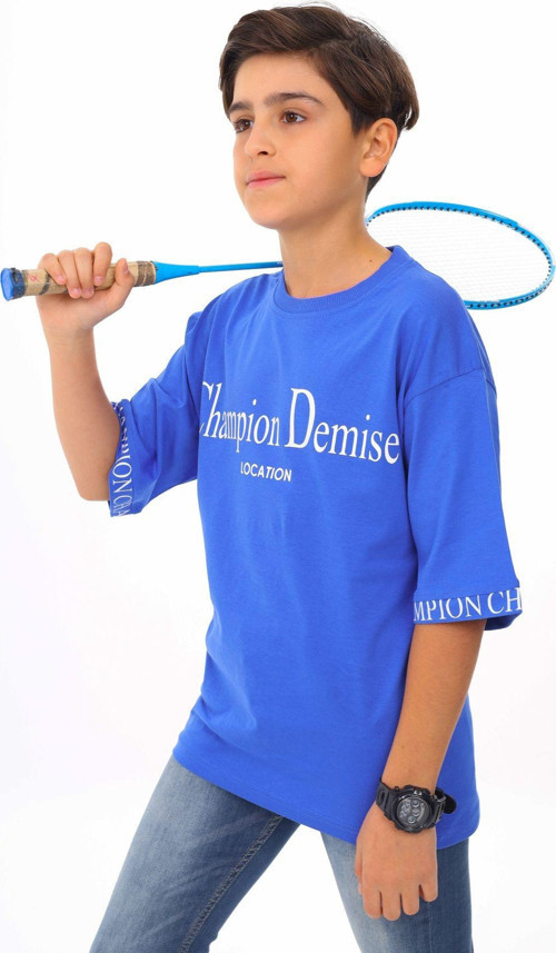 Angelos Gırls Erkek Çocuk Kol Uçları Yazı Baskılı T-Shirt 9-14 Yaş Lx7060