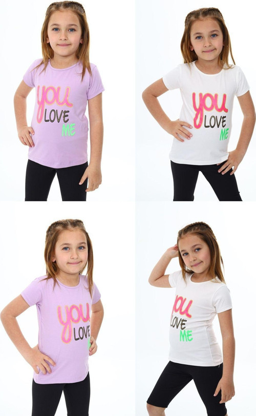 Angelos Gırls Kız Çocuk Yazı Baskılı 2'Li T-Shirt 3-13 Yaş Zu108