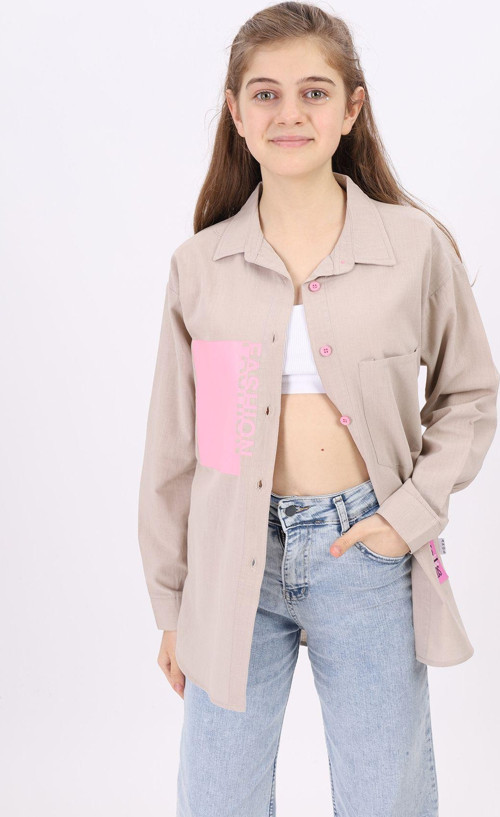 Angelos Gırls Kız Çocuk Fashion Baskılı Gömlek 9-14 Yaş Lx194