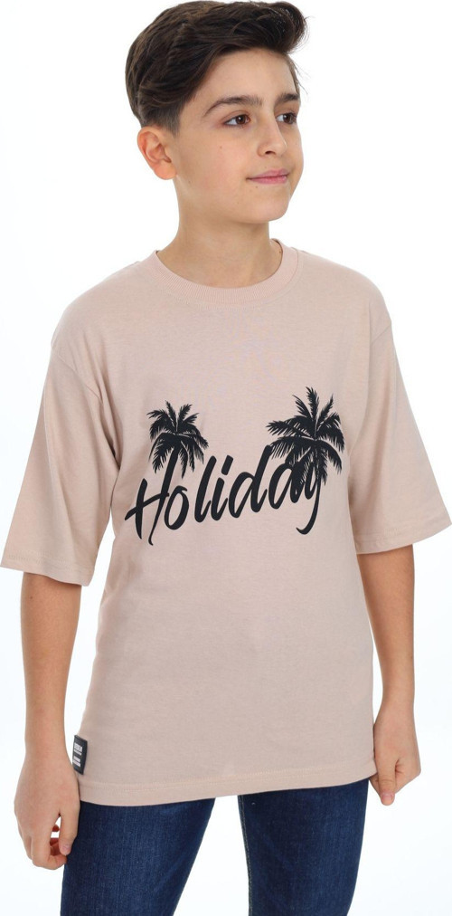 Angelos Gırls Erkek Çocuk Holiday Baskılı T-Shirt 9-14 Yaş Lx7099