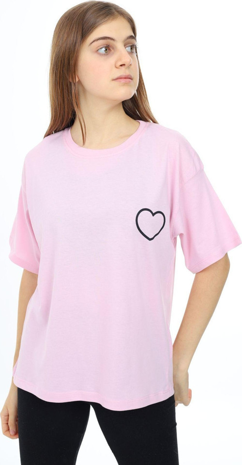 Angelos Gırls Kız Çocuk Kalp Baskılı T-Shirt 9-14 Yaş Lx5013