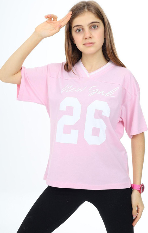 Angelos Gırls Kız Çocuk V Yaka T-Shirt 9-14 Yaş Lx021