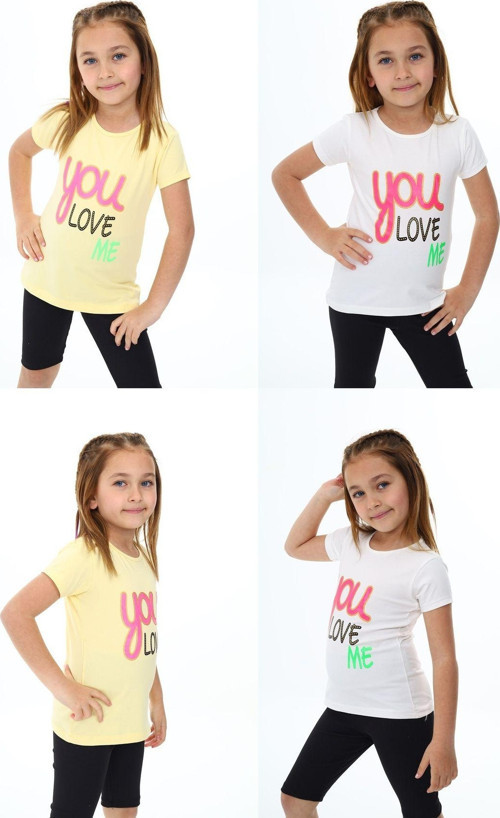 Angelos Gırls Kız Çocuk Yazı Baskılı 2'Li T-Shirt 3-13 Yaş Zu108