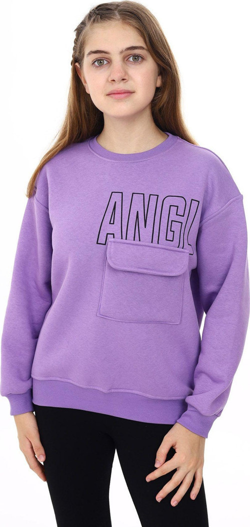 Angelos Gırls Kız Çocuk Baskılı 3 İplik Cep Detaylı Sweatshirt 7-13 Yaş Lx281