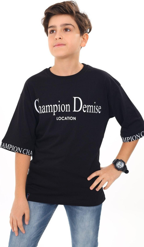 Angelos Gırls Erkek Çocuk Kol Uçları Yazı Baskılı T-Shirt 9-14 Yaş Lx7060