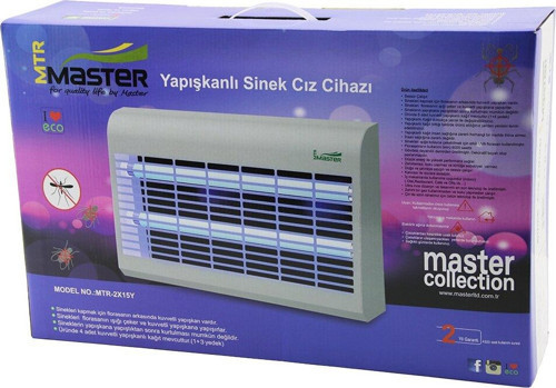 MASTER MTR-2X15Y YAPIŞKANLI SİNEK ÖLDÜRÜCÜ CIZ CİHAZI MAKİNE 30W 2PCS LED FLORESAN 100M2 ETKİLİ 47.5X9.5X29CM (5060)